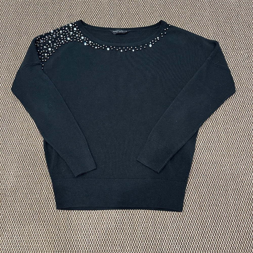 DORTHY PERKINS RHINESTONE BEADED LADIES SWEATER SIZE UK 8 EURO 36